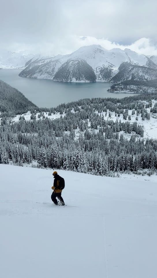 looking down at the lake